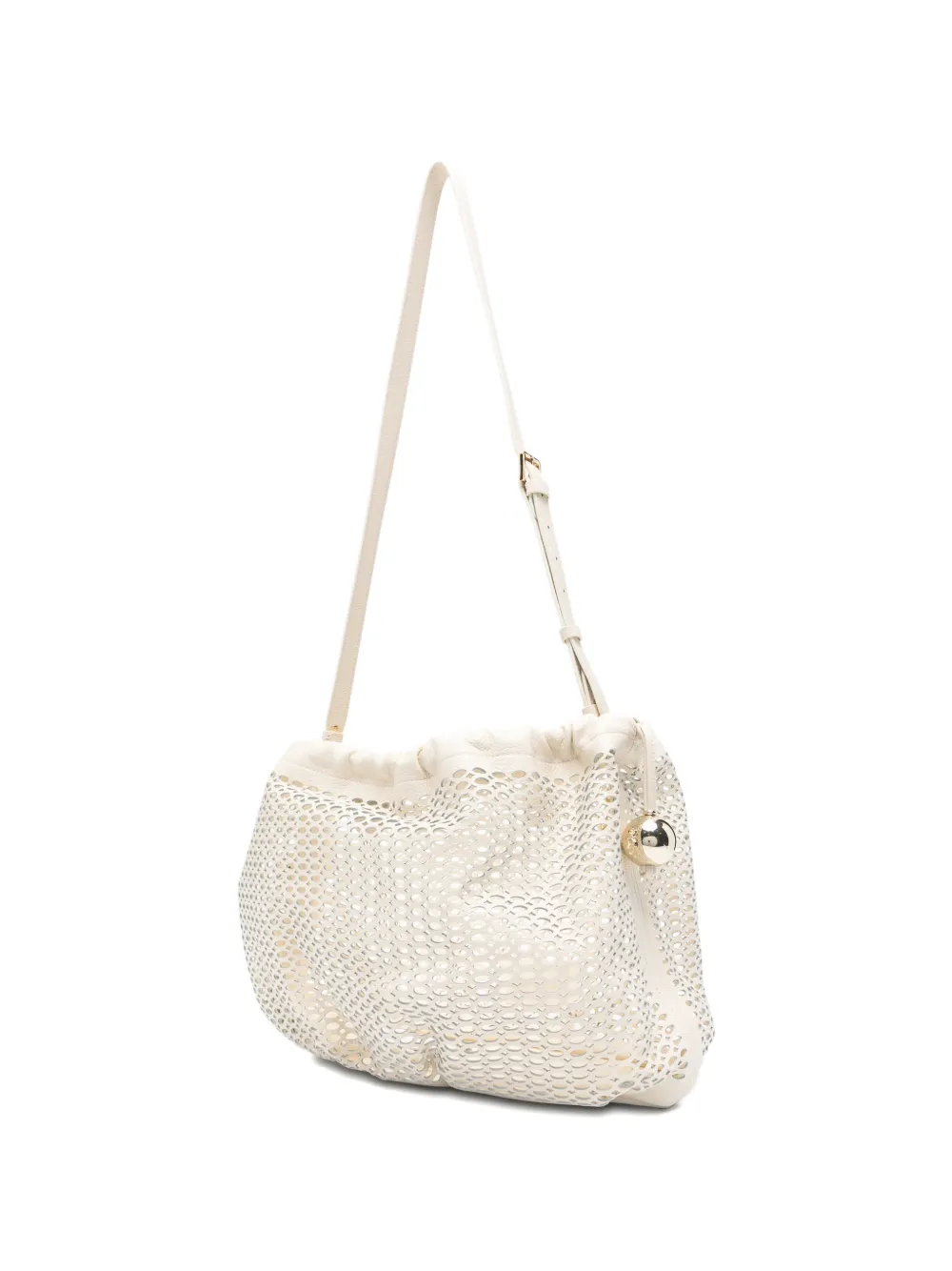 Patrizia Pepe Medium Bubble leren schoudertas Beige
