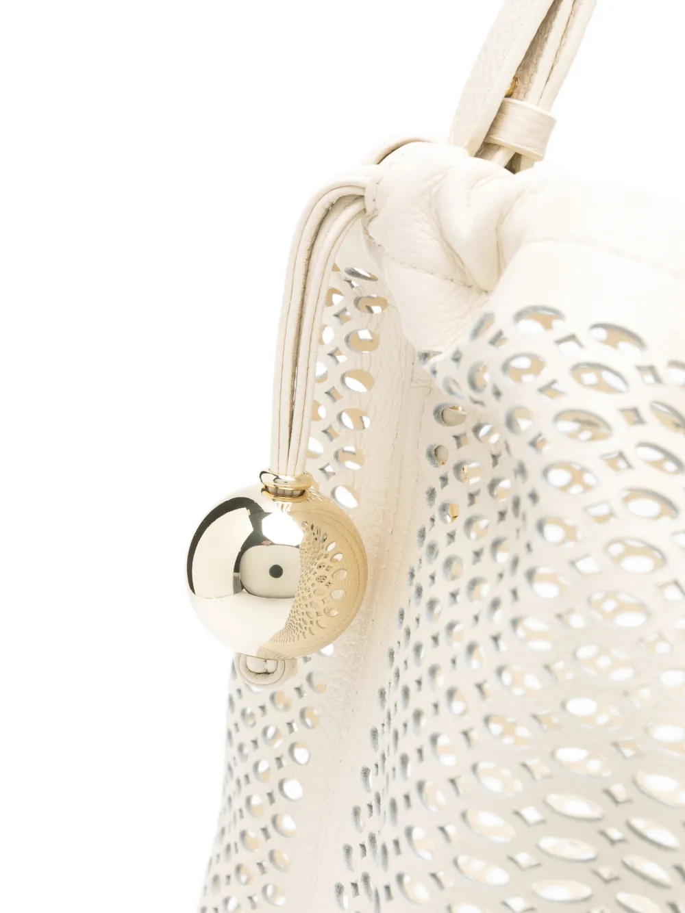 Patrizia Pepe Medium Bubble leren schoudertas Beige