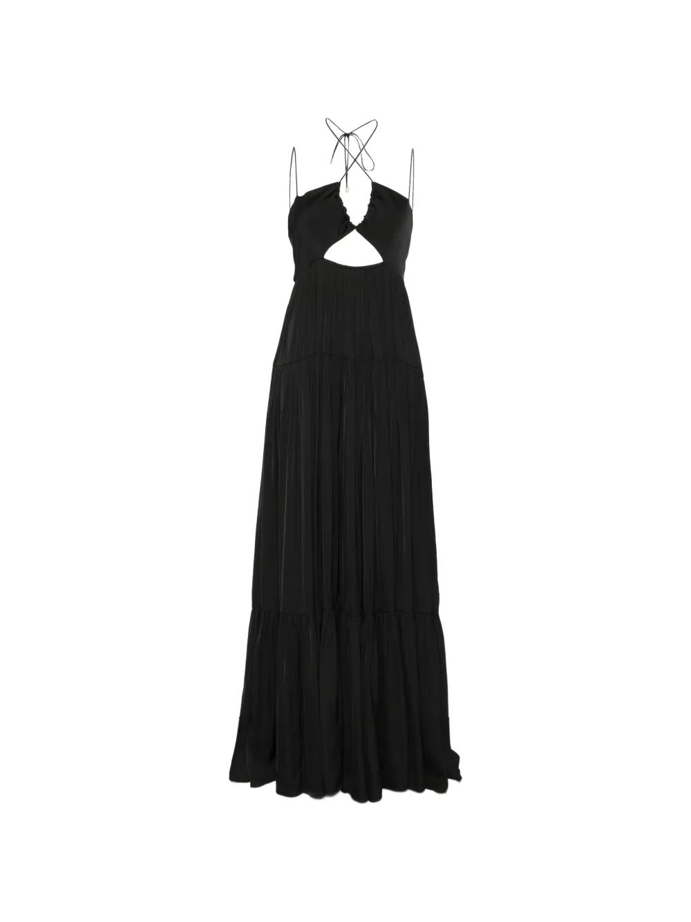Patrizia Pepe maxi cut-out satin dress - Nero
