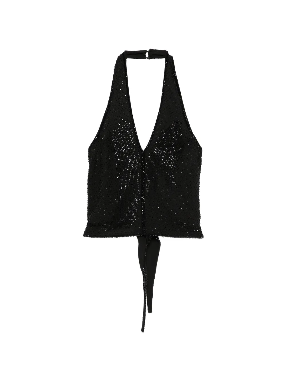 Patrizia Pepe bead-embellished halterneck top - Nero