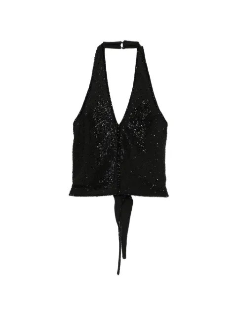 Patrizia Pepe bead-embellished halterneck top