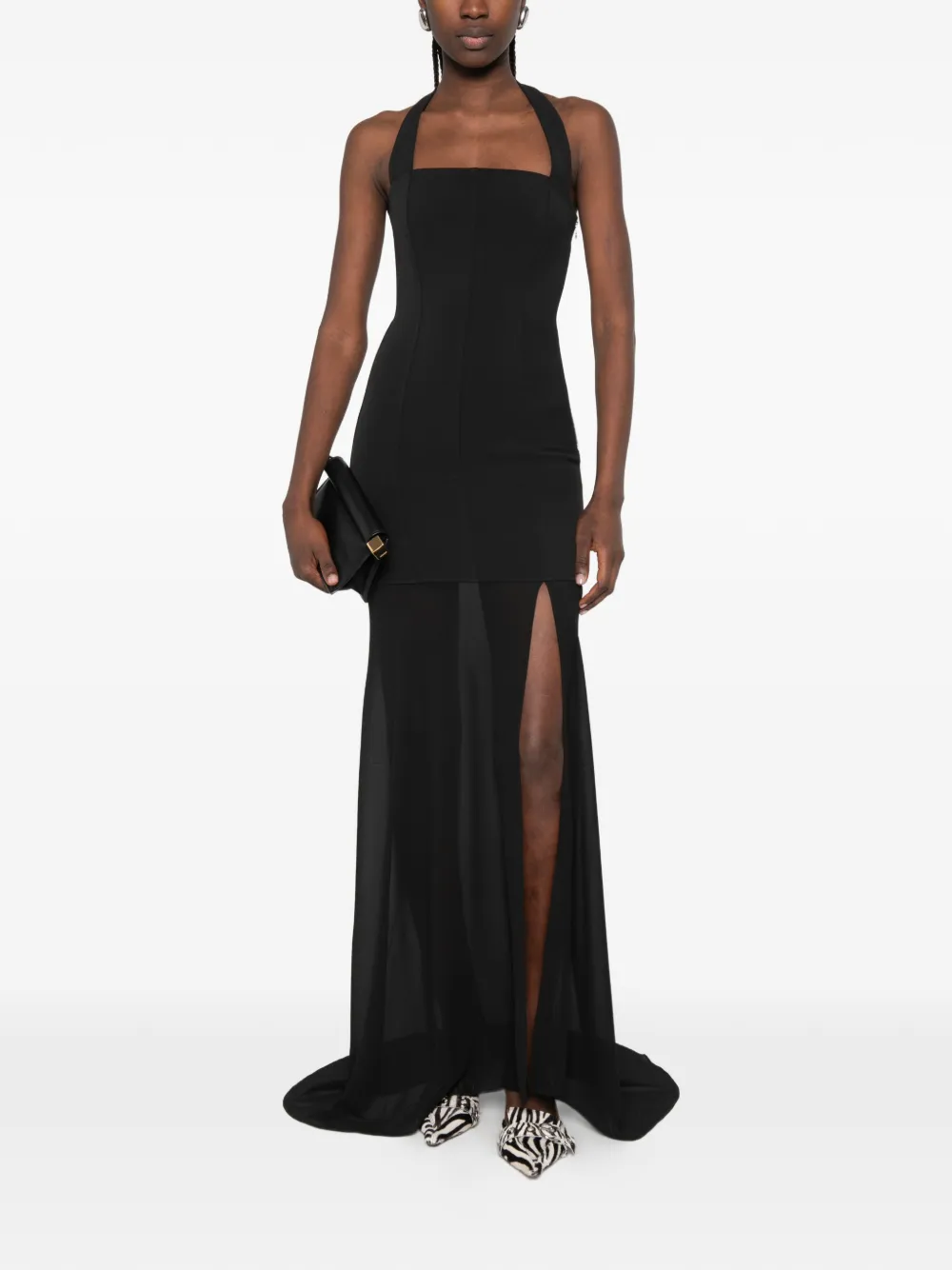 Patrizia Pepe Maxi-jurk met bustier en halternek Zwart