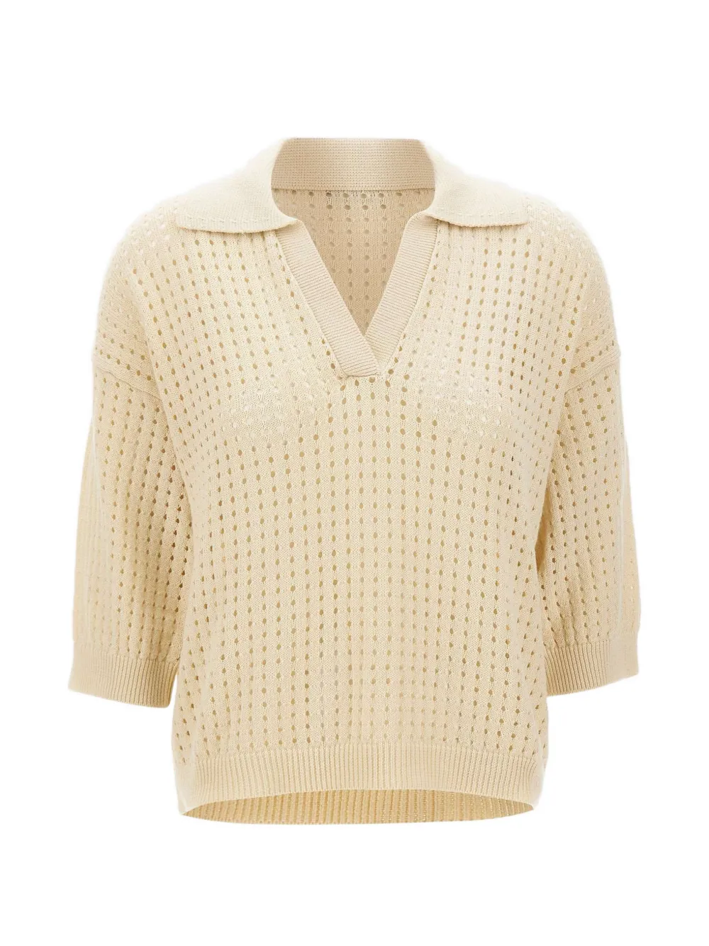 Kangra openwork V-neck T-shirt - Toni neutri