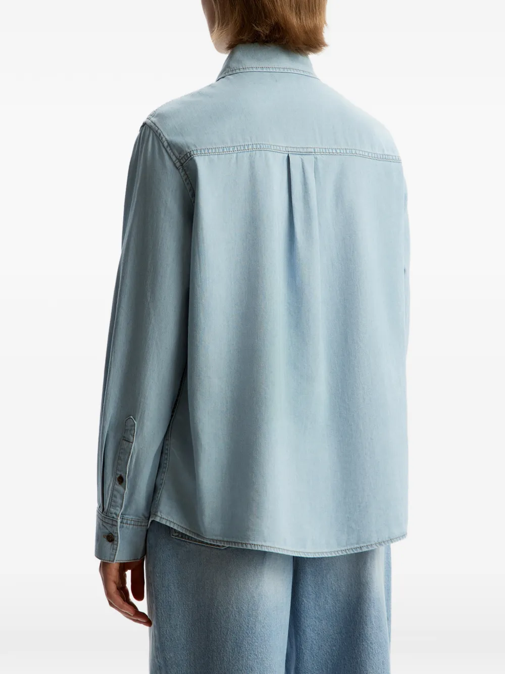 12 STOREEZ Lichtgewicht denim blouse met knopen Blauw