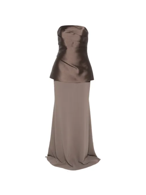 Solace London Allia draped strapless maxi dress