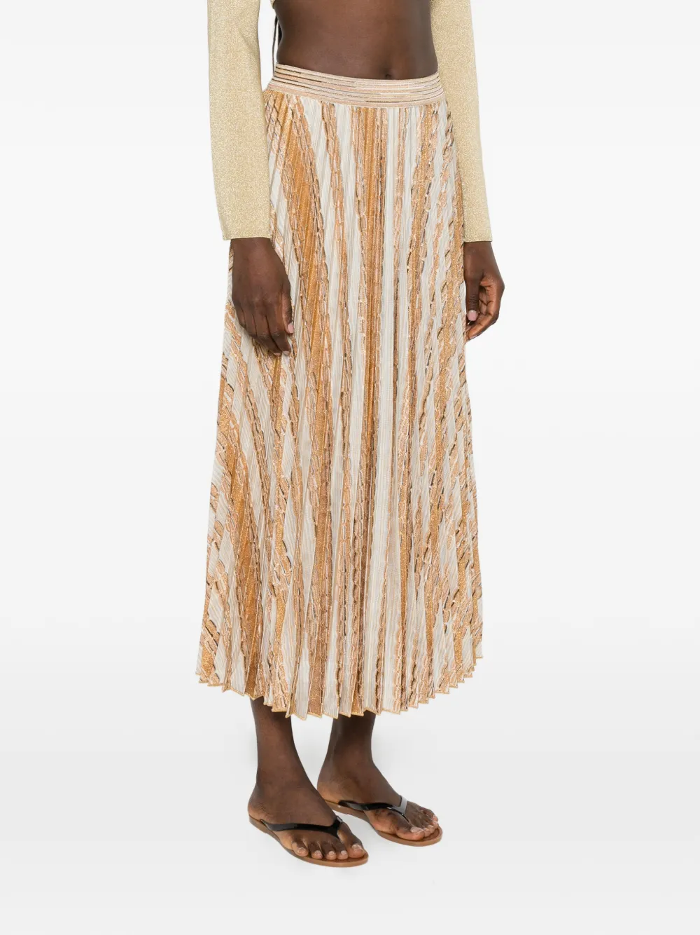 Missoni Midi-plooirok met zigzagpatroon Beige
