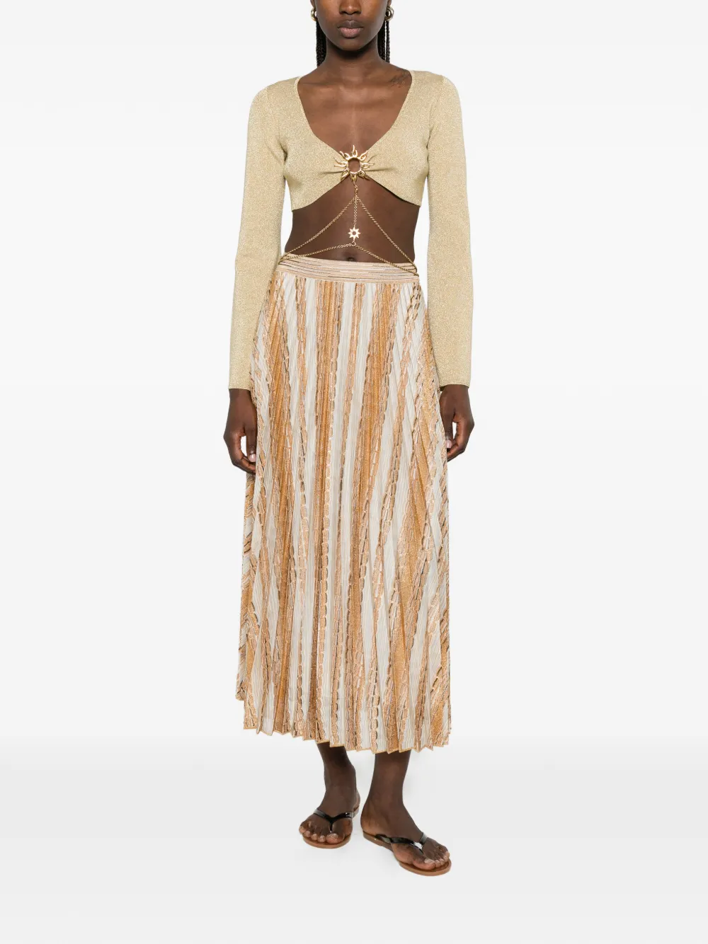 Missoni Midi-plooirok met zigzagpatroon Beige