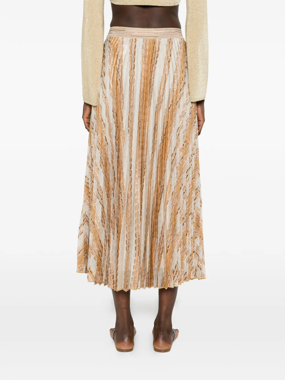 Missoni Midi-plooirok met zigzagpatroon Beige