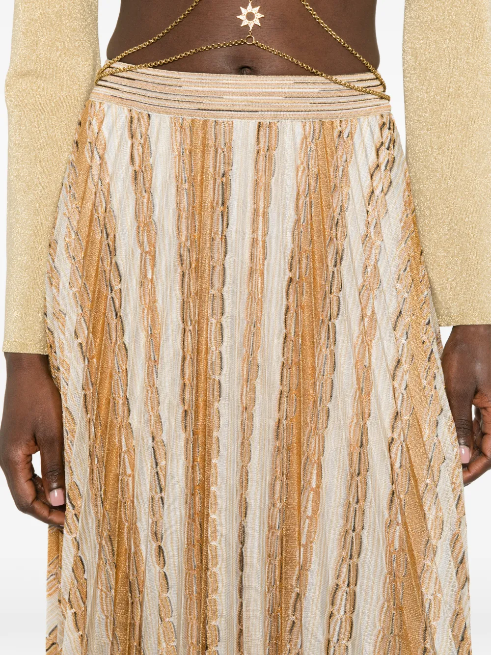 Missoni Midi-plooirok met zigzagpatroon Beige