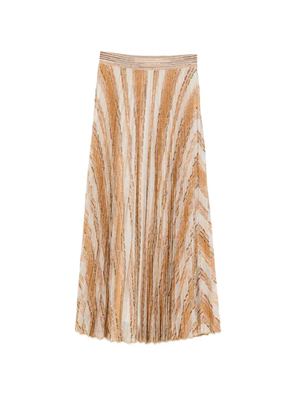 Missoni Zigzag-knit Pleated Midi Skirt in Neutrals