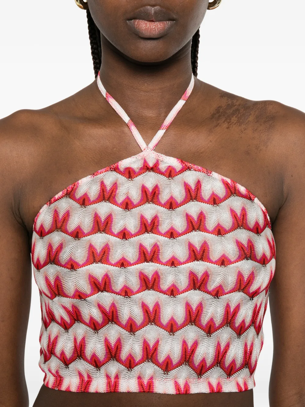 Missoni Top van viscose met bloemen-patroon en halternek Rood