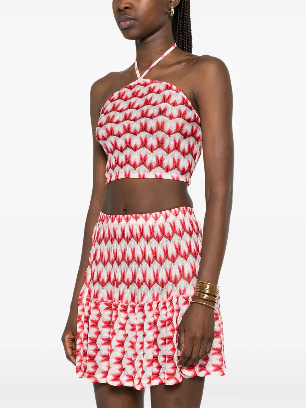 Missoni Top van viscose met bloemen-patroon en halternek Rood