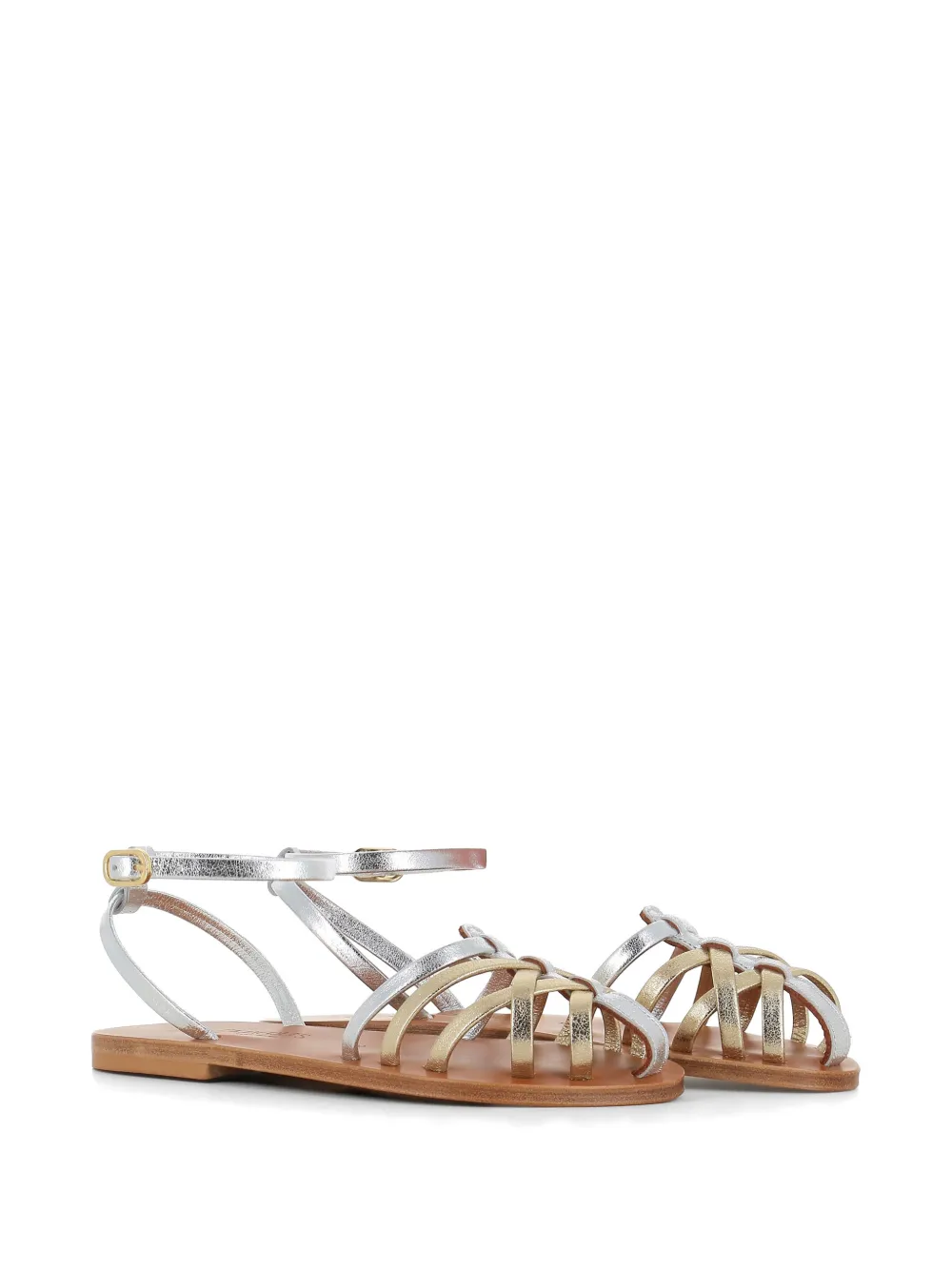 K. Jacques Caicea ankle-strap braided leather sandals Zilver