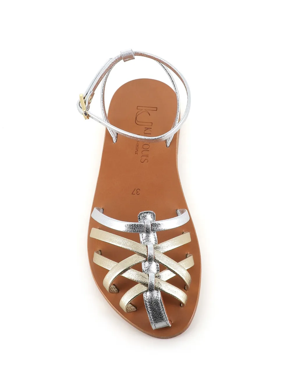 K. Jacques Caicea ankle-strap braided leather sandals Zilver