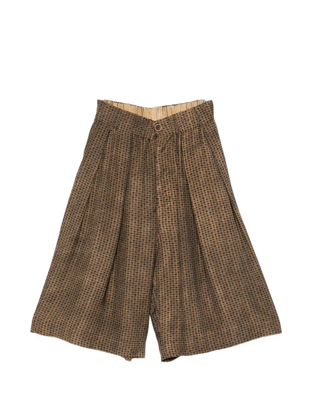 Uma Wang Poela Geometric-pattern Trousers In Brown