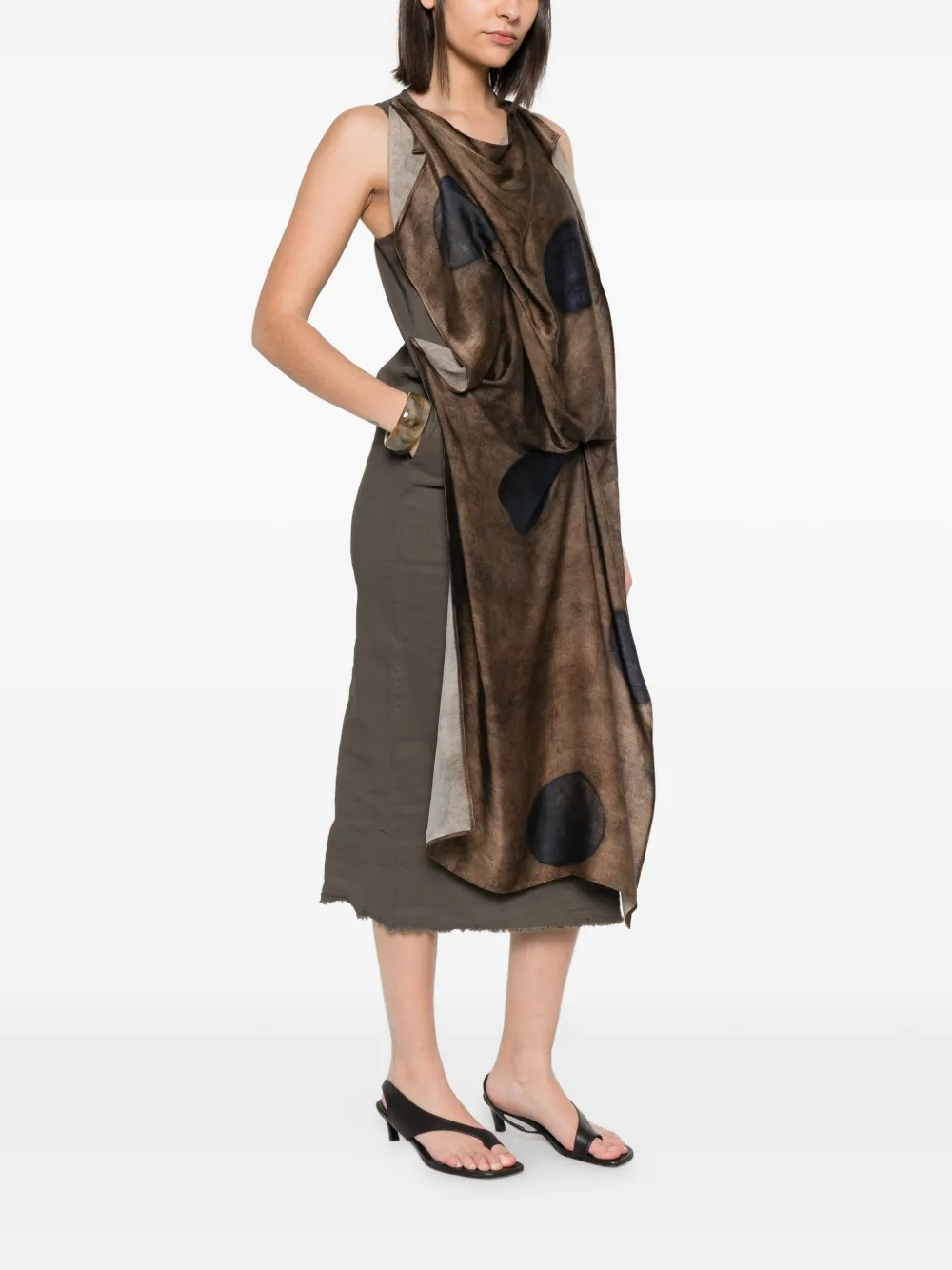 Uma Wang Alex asymmetrische jurk Bruin