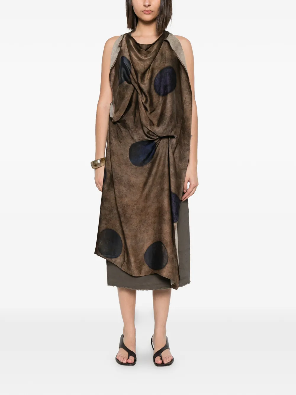 Uma Wang Alex asymmetrische jurk Bruin