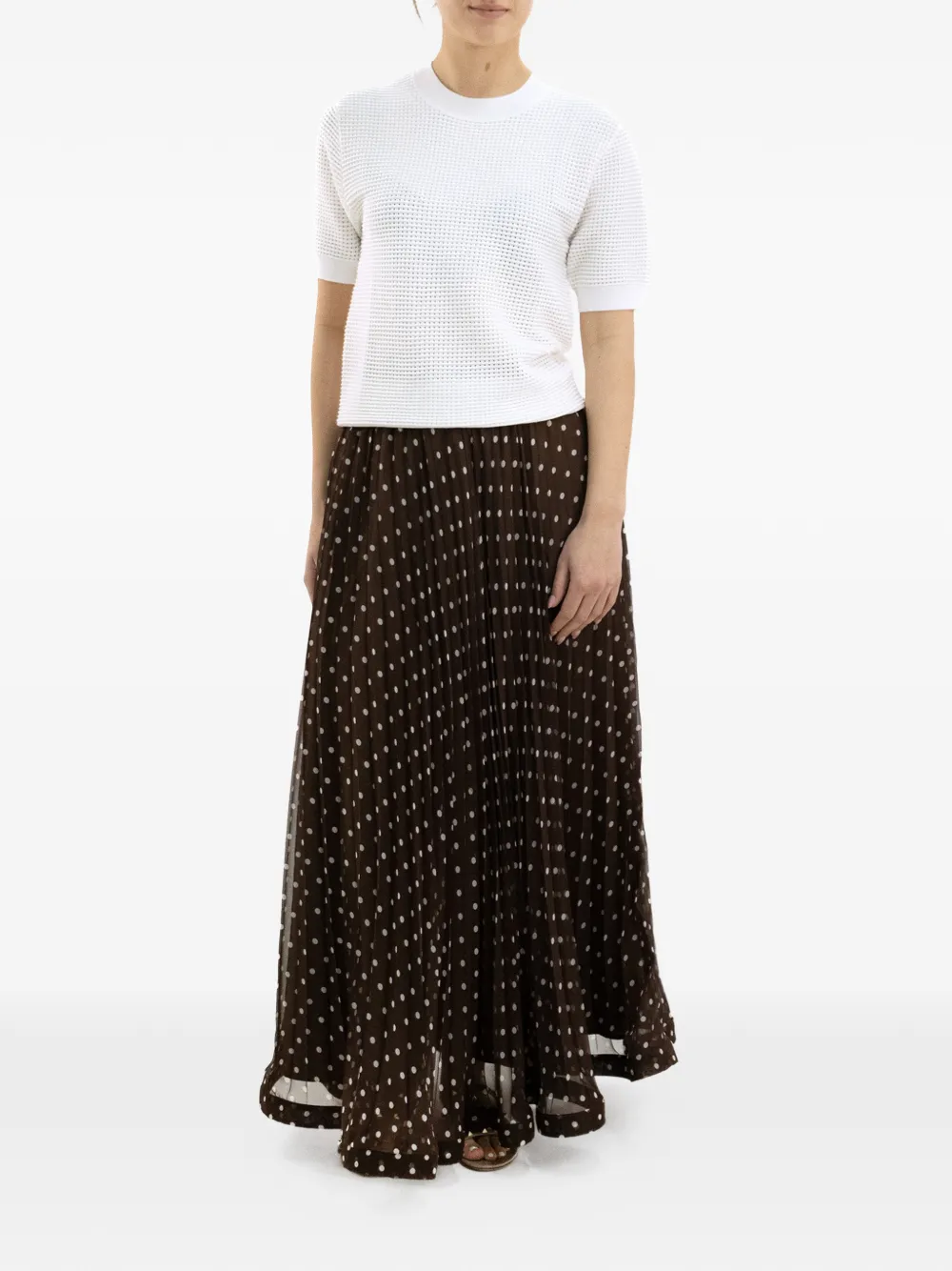 P.A.R.O.S.H. Wafelgebreid T-shirt Beige