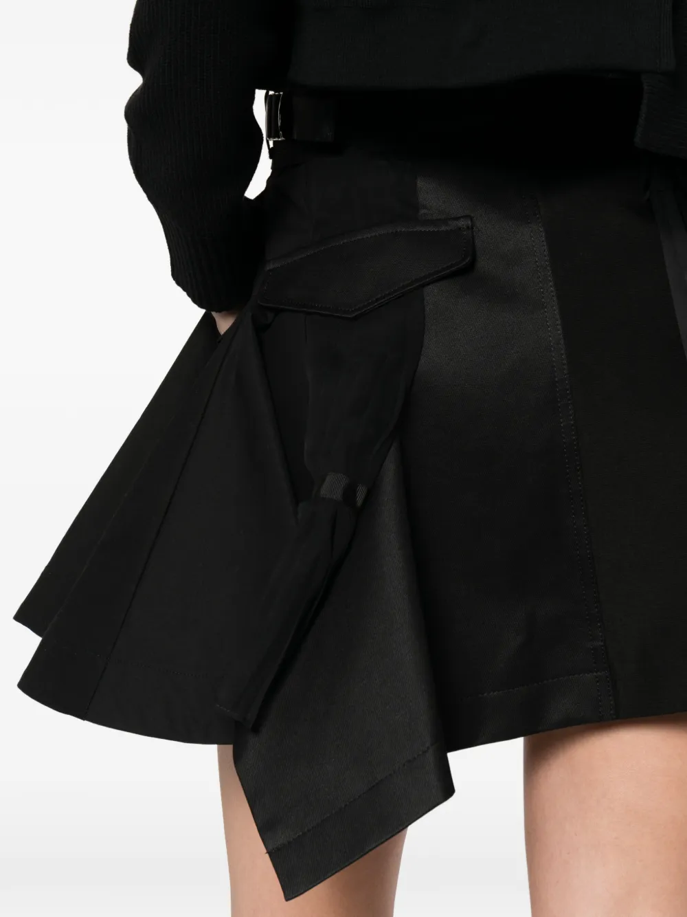 sacai Rok met geplooid vlak Zwart