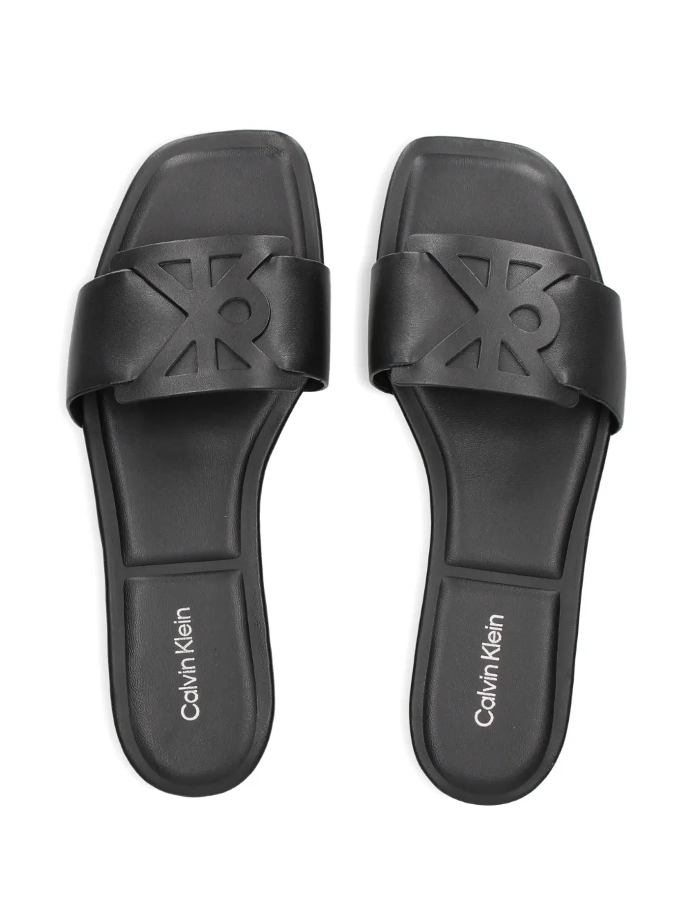 Calvin Klein CK Provence leren sandalen met uitgesneden bandje Zwart