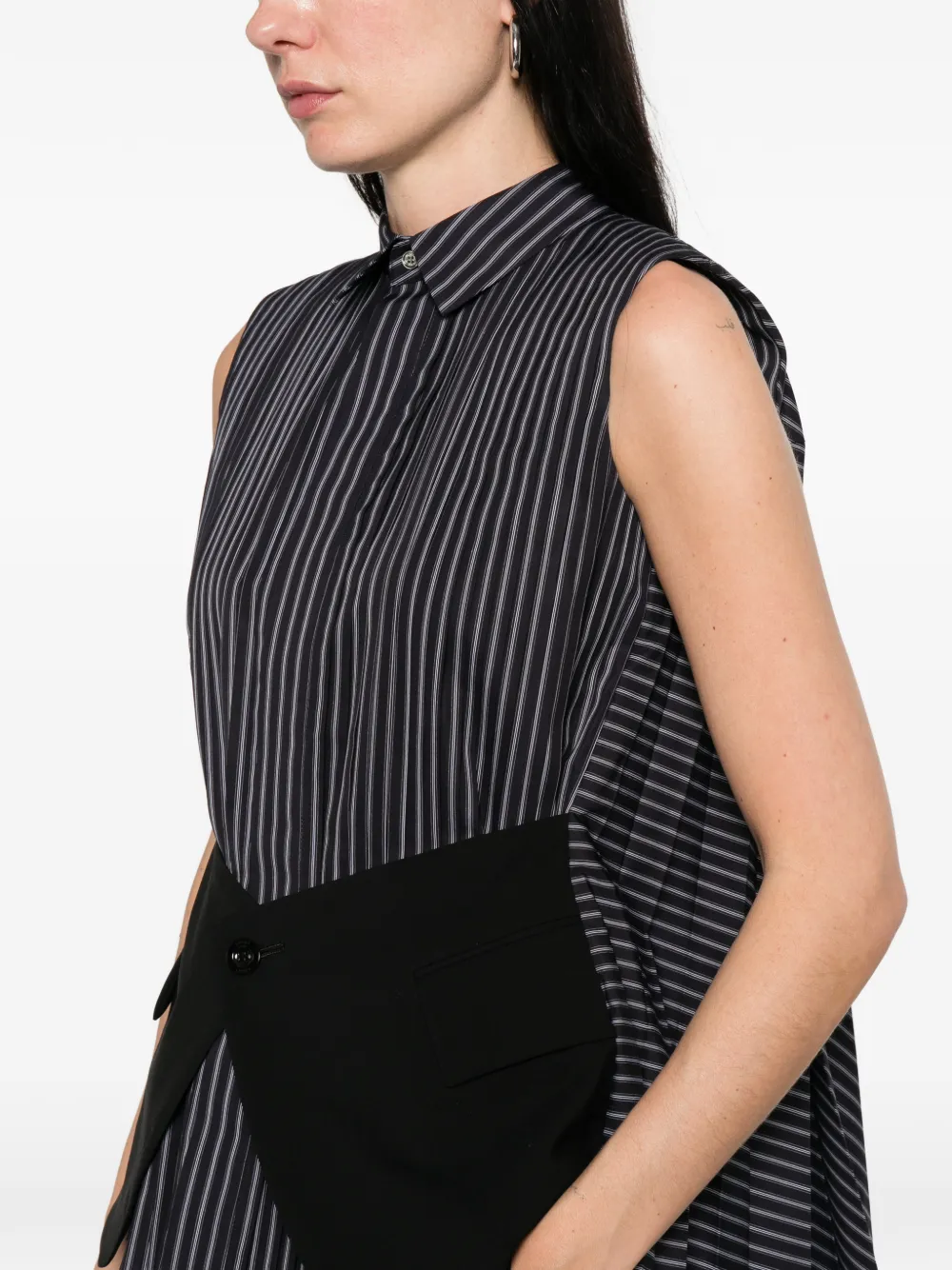 sacai Gestreept blouse met zak Blauw