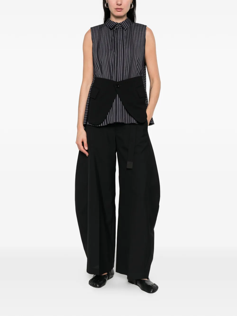 sacai Gestreept blouse met zak Blauw