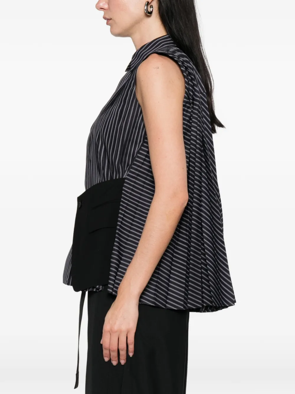 sacai Gestreept blouse met zak Blauw