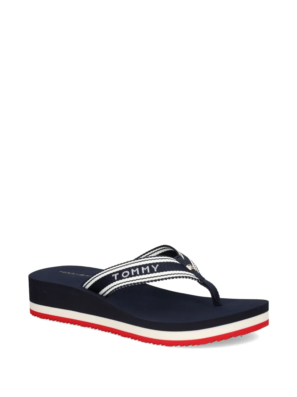 Tommy Hilfiger Gestreepte teenslippers met plateauzool Blauw