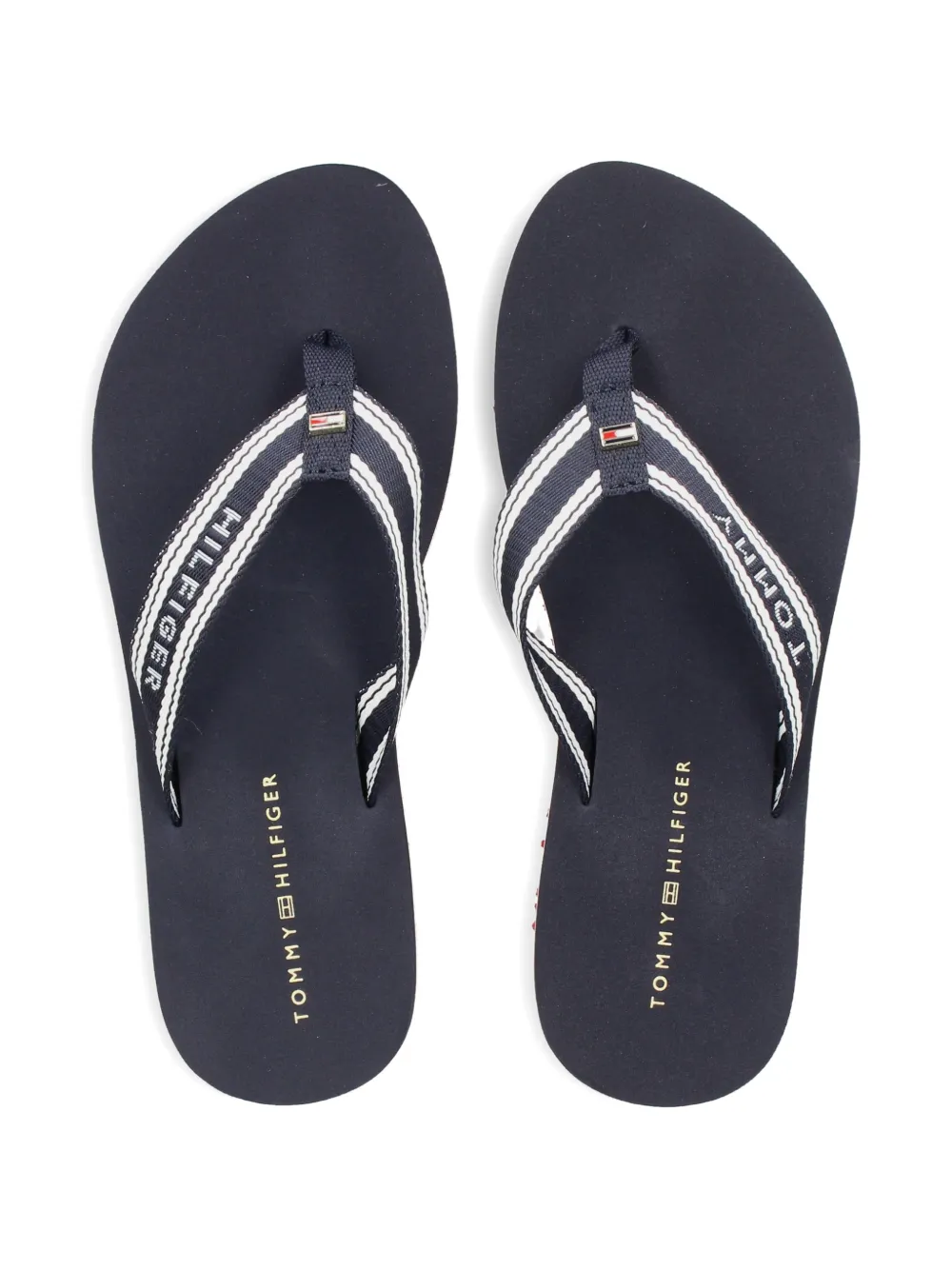 Tommy Hilfiger Gestreepte teenslippers met plateauzool Blauw