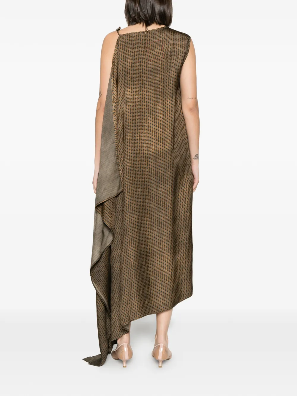 Uma Wang Asymmetrische jurk Bruin