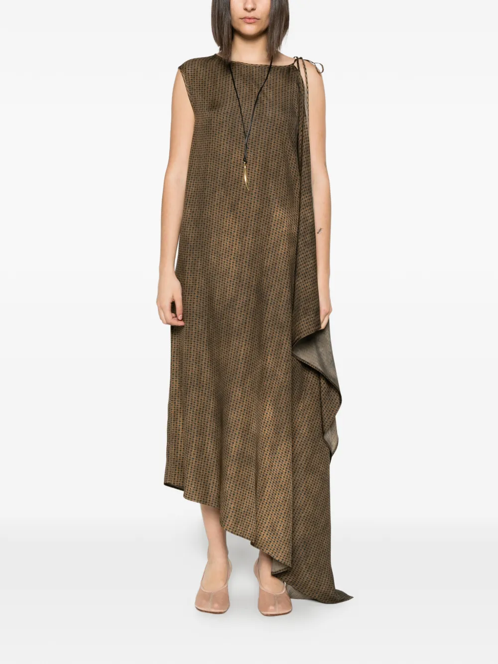 Uma Wang Asymmetrische jurk Bruin