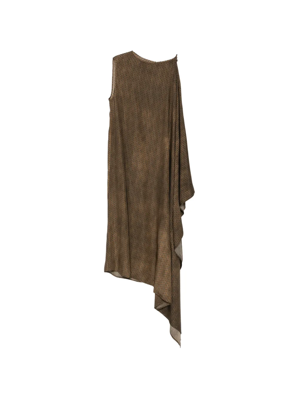 Uma Wang geometric-print draped asymmetric dress - Brown