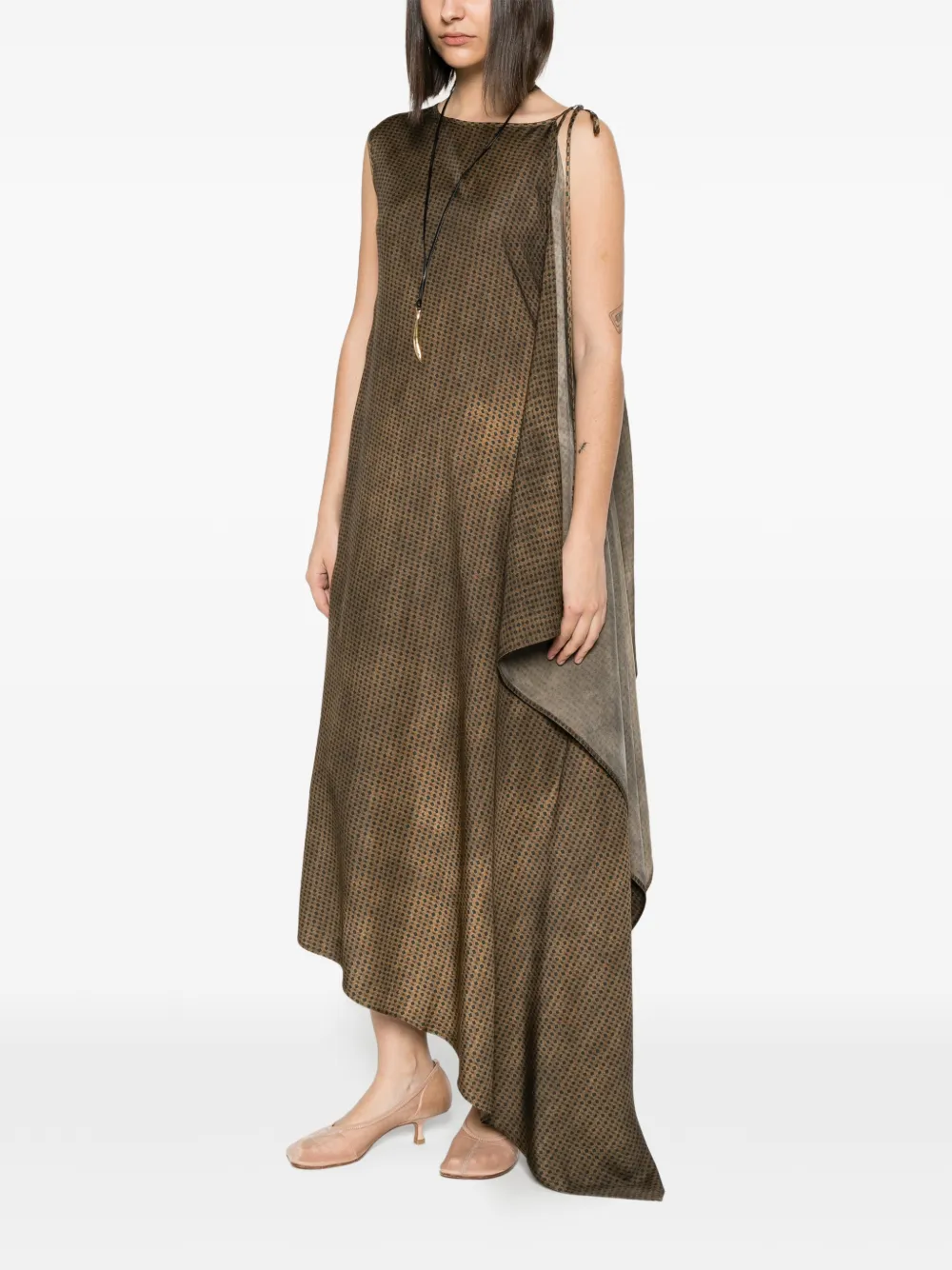 Uma Wang Asymmetrische jurk Bruin