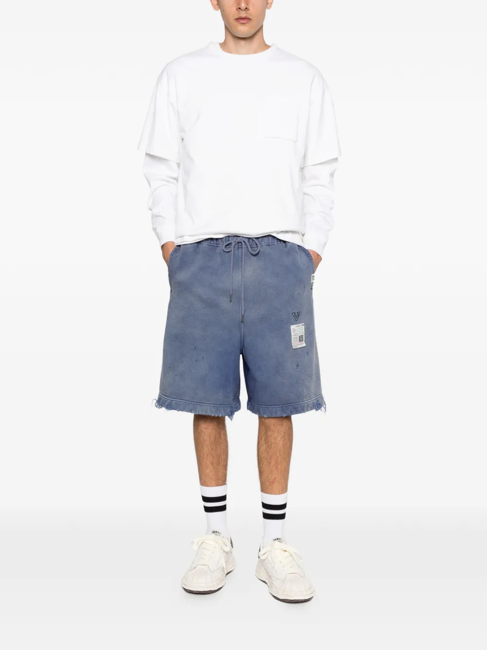 Maison MIHARA YASUHIRO 드로스트링 디스트레스드 쇼츠 | 트랙 & 러닝 쇼츠 | Image 2