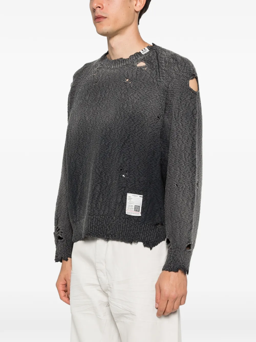  Maison Mihara Yasuhiro Distressed Crew-neck Sweater - Grey 