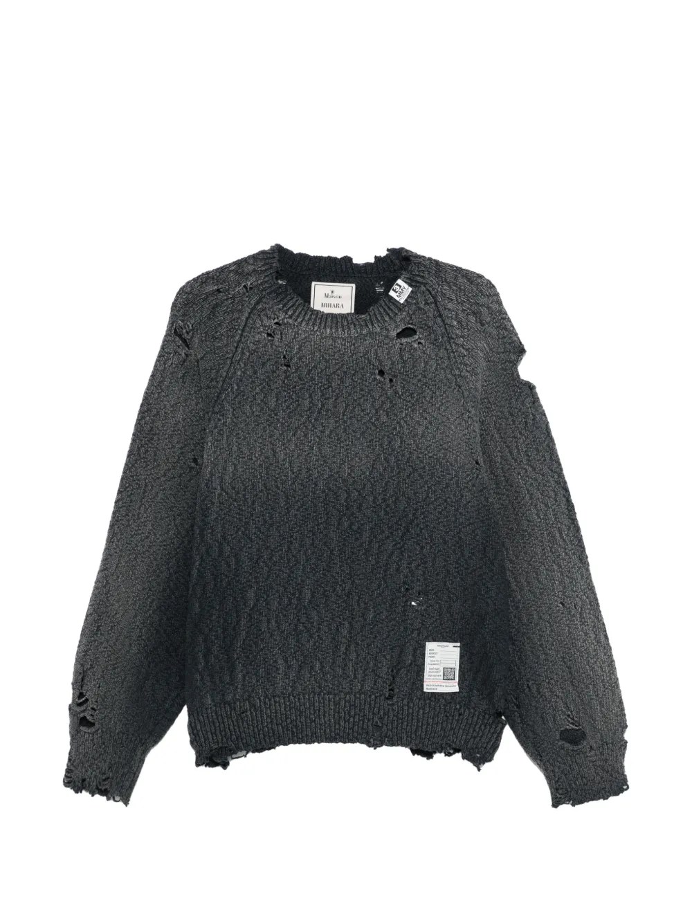 Maison MIHARA YASUHIRO distressed crew-neck sweater - Grigio