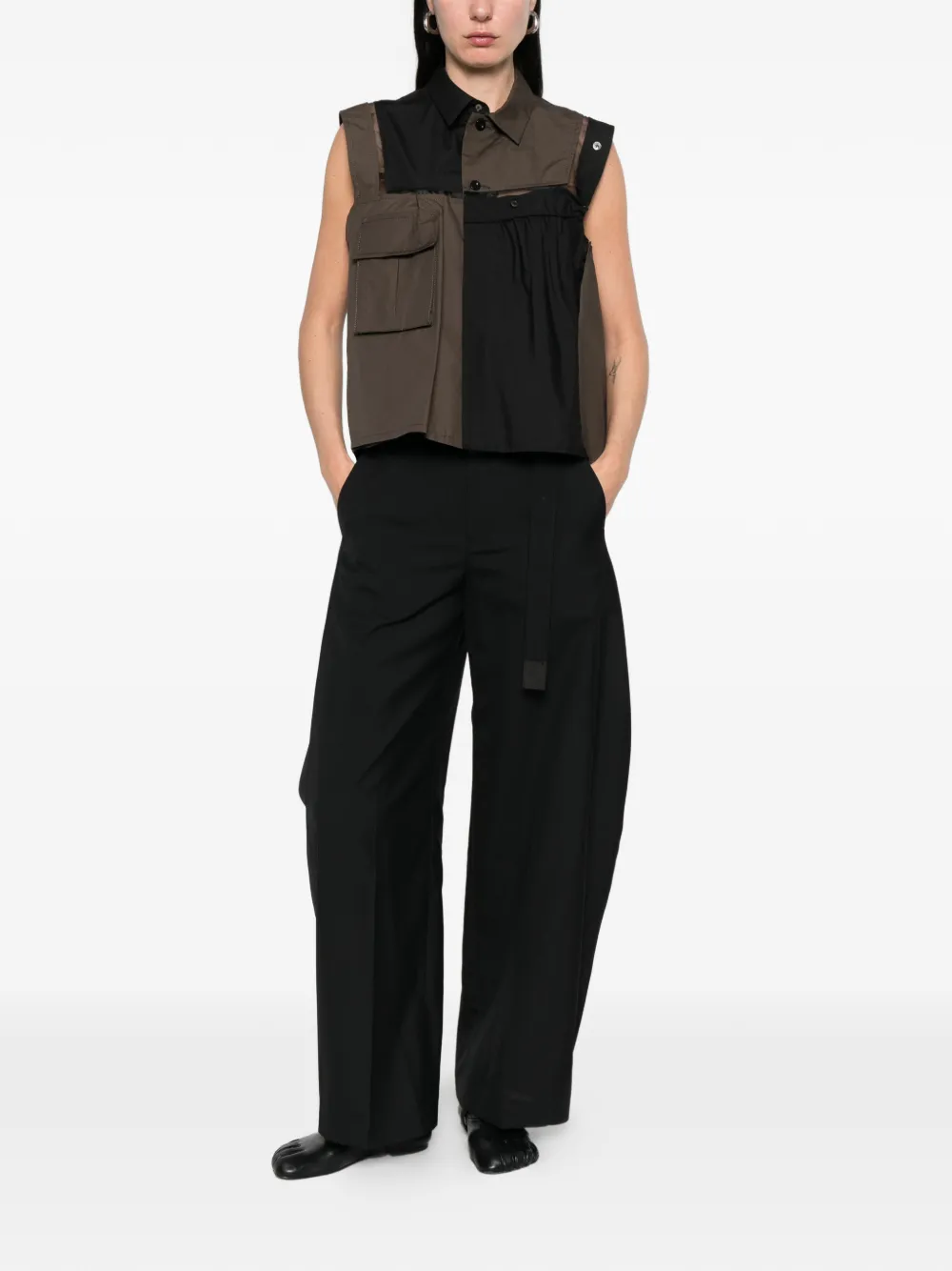 sacai Mouwloze blouse met zak Groen