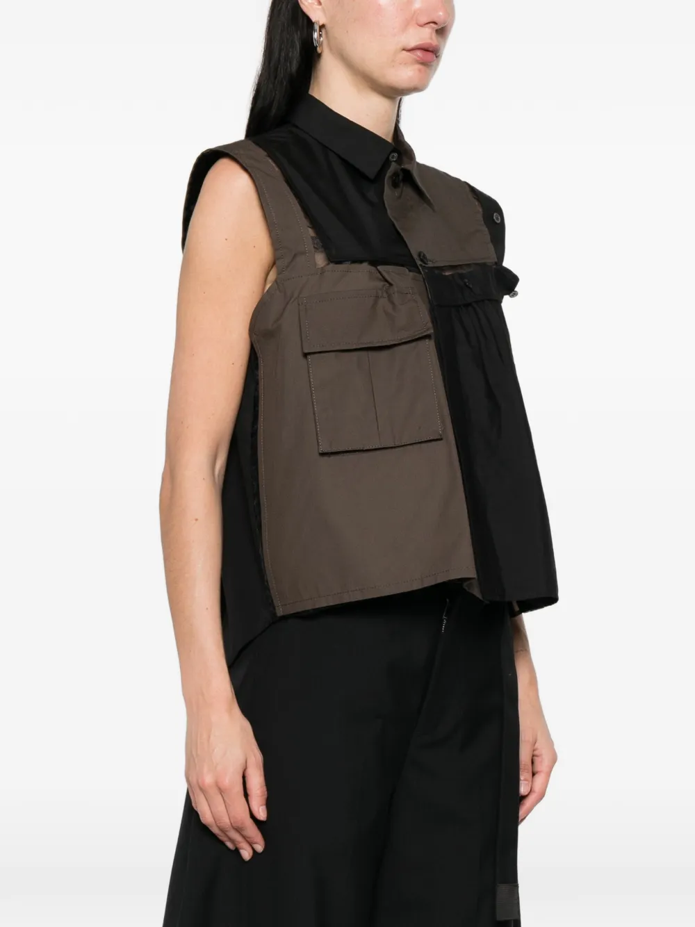 sacai Mouwloze blouse met zak Groen