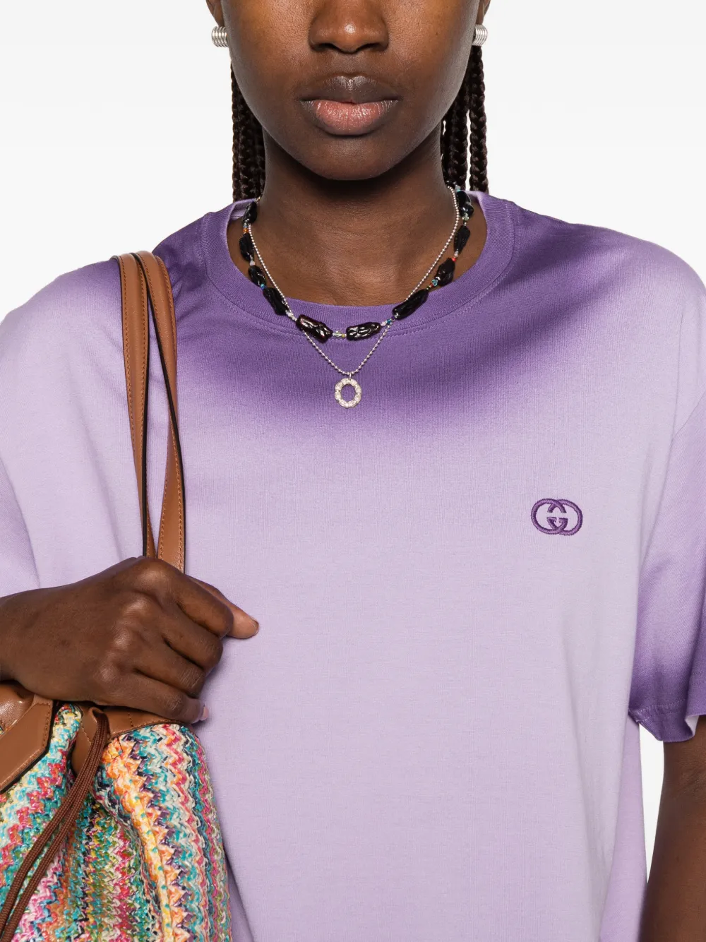 Gucci G-embroidery T-shirt | Purple | FARFETCH