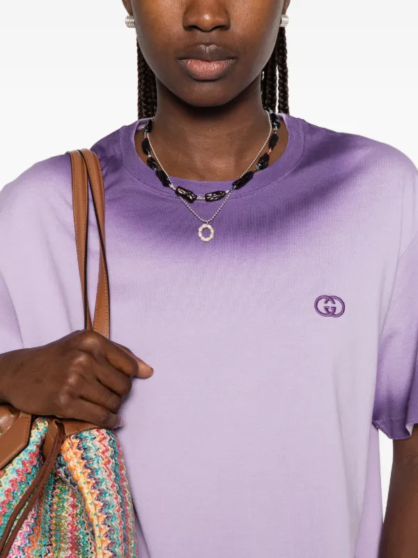 Gucci G-embroidery T-shirt | Purple | FARFETCH