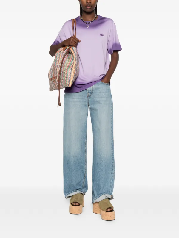 Gucci G-embroidery T-shirt | Purple | FARFETCH