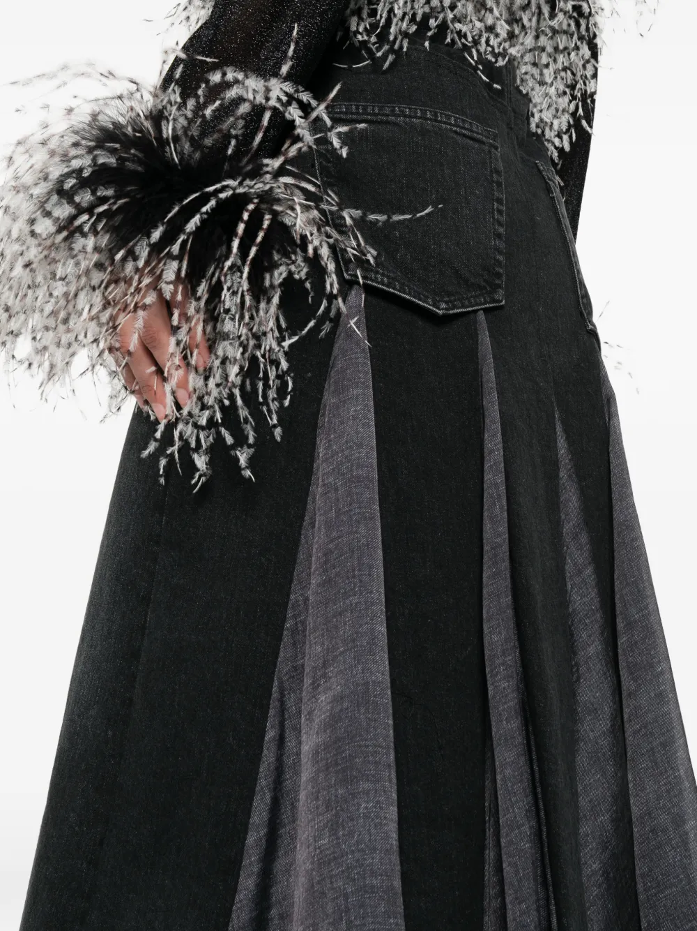 sacai Midi-rok met ceintuur Zwart