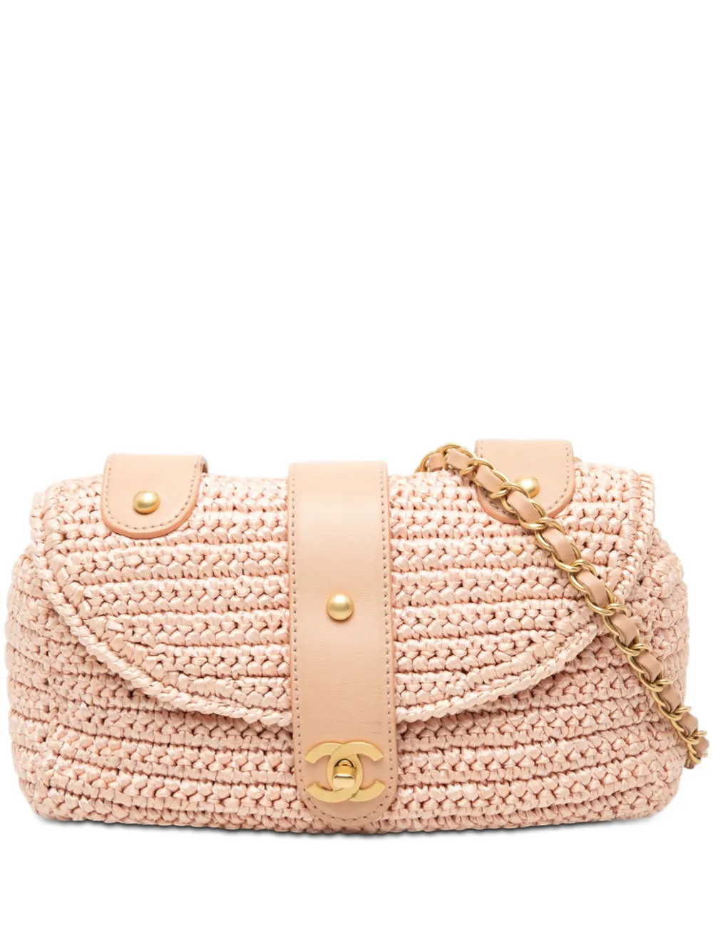 CHANEL Pre-Owned 2005-2006 CC Woven Raffia Flap crossbody bag - Rosa
