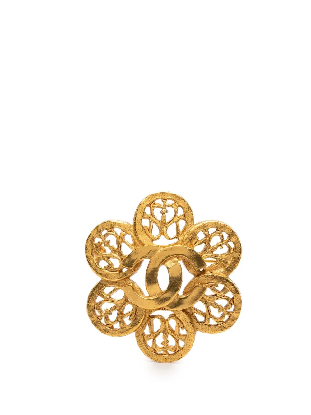 CHANEL Pre-Owned 1995 Gold Plated CC Flower Brooch costume brooch