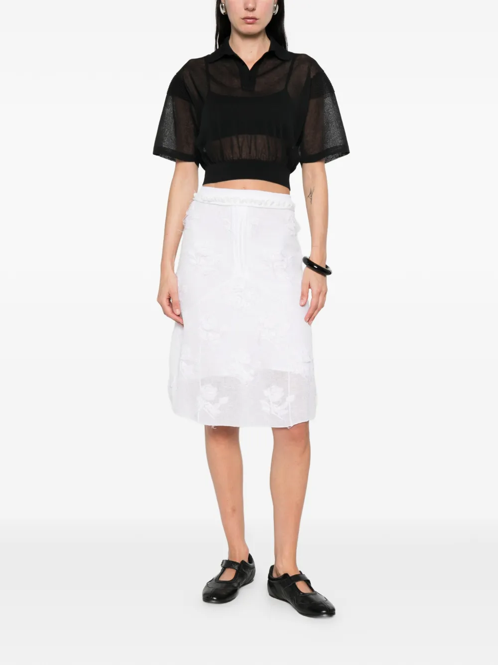 CFCL ribbed-detail polo shirt - Schwarz