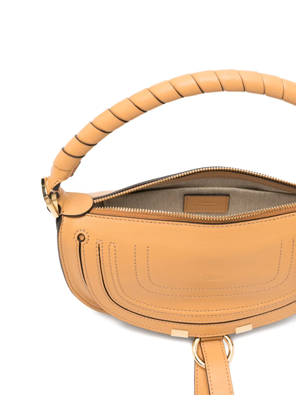 Chloé Marcie kleine shopper met stiksel Beige