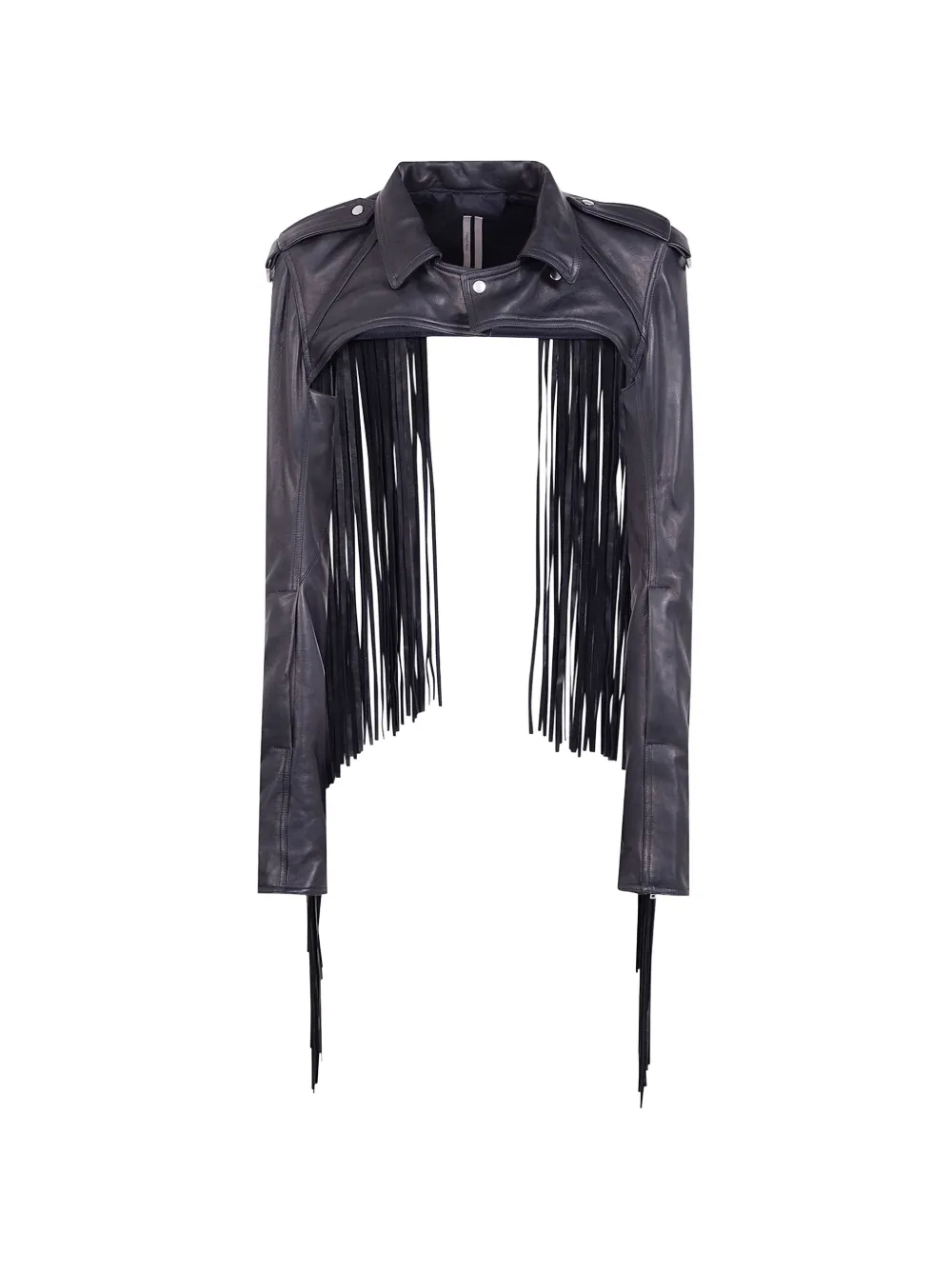 Rick Owens fringe-trimmed leather jacket - Nero