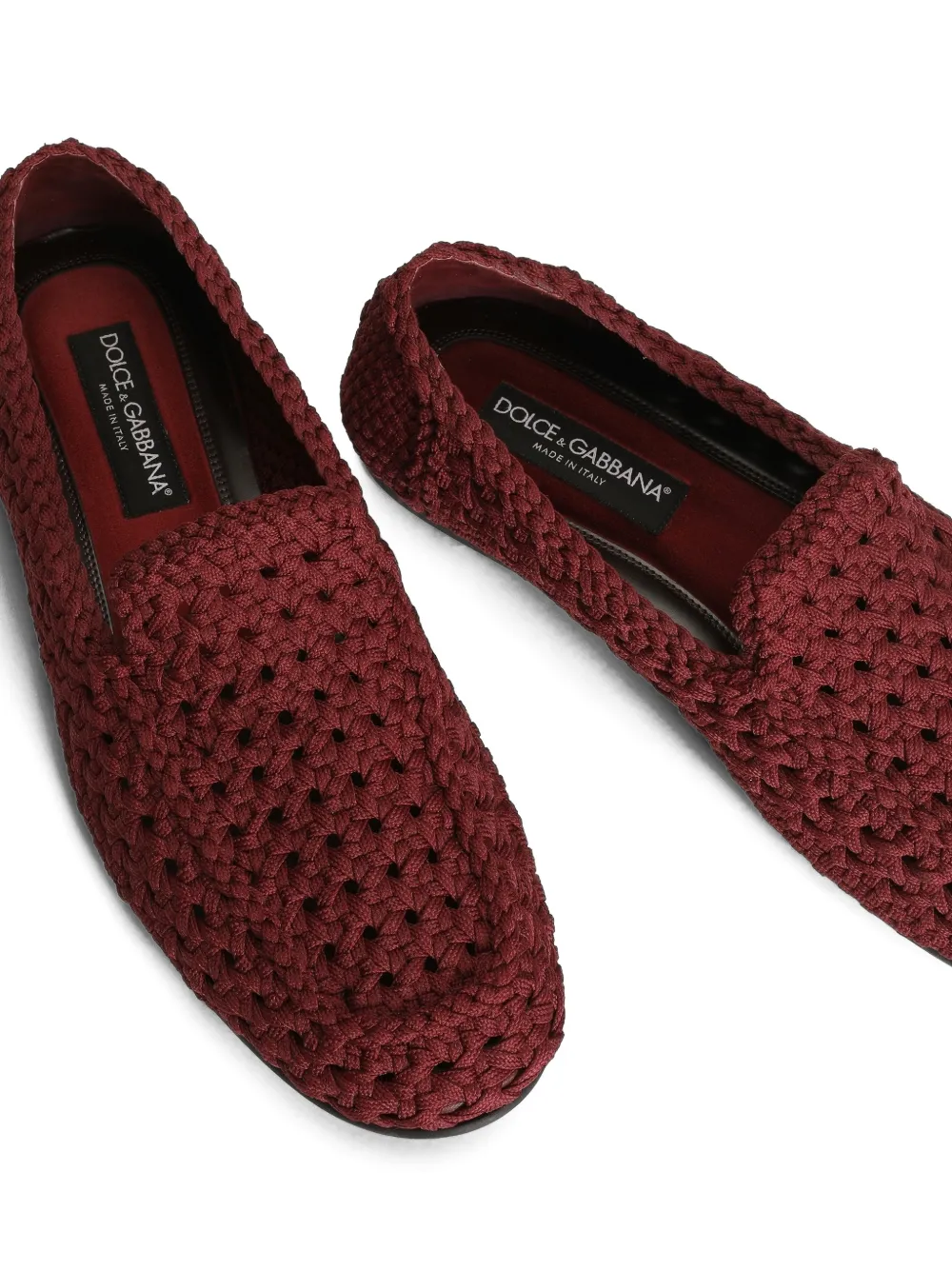 Dolce & Gabbana Ariosto slippers van handgeweven stof Rood