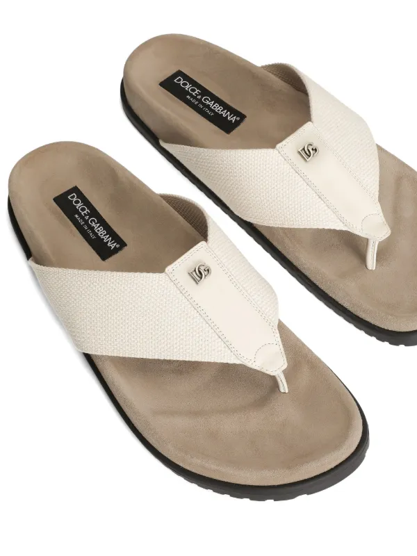 DOLCE&GABBANA サイドライン ストレッチチノ 50 Dolce & Gabbana Chinelo Com Logo | Neutro | FARFETCH BR