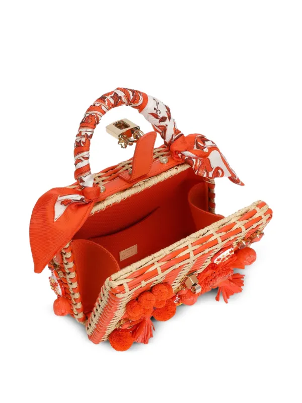  ノベルティバニバッグ Dolce & Gabbana Dolce Box Handbag In Raffia | Orange | FARFETCH
